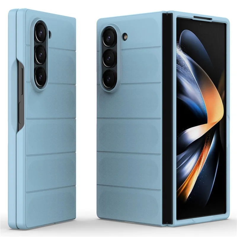 Til Samsung Galaxy Z Fold6 5G Tilkabinet med Robust Hårdt PC-foldedæksel - Babyblå
