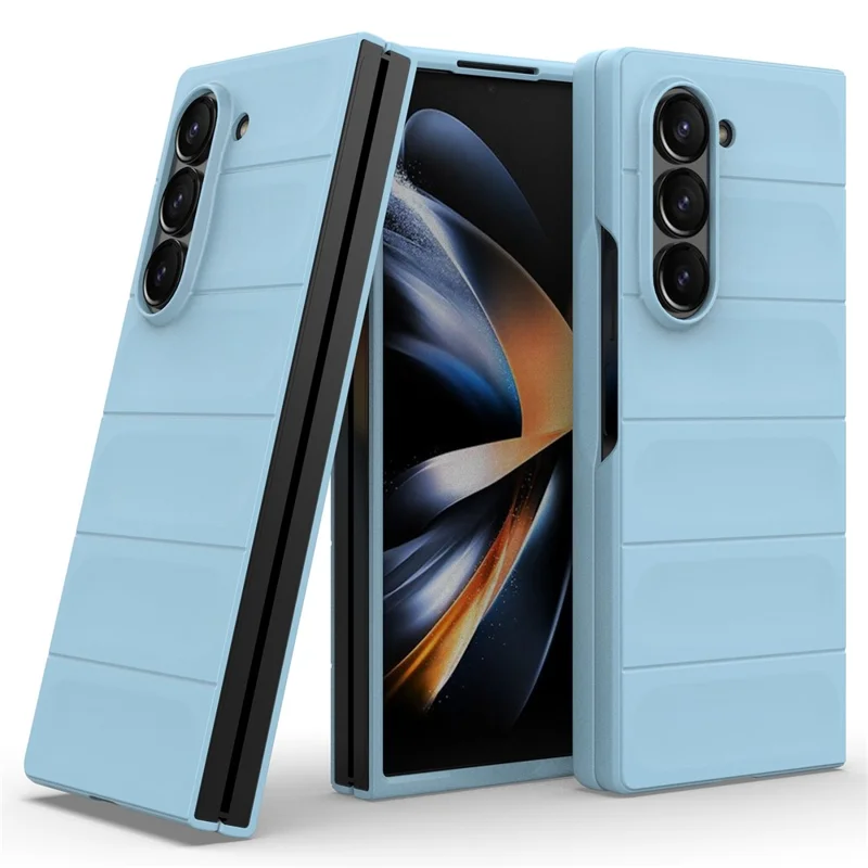Til Samsung Galaxy Z Fold6 5G Tilkabinet med Robust Hårdt PC-foldedæksel - Babyblå