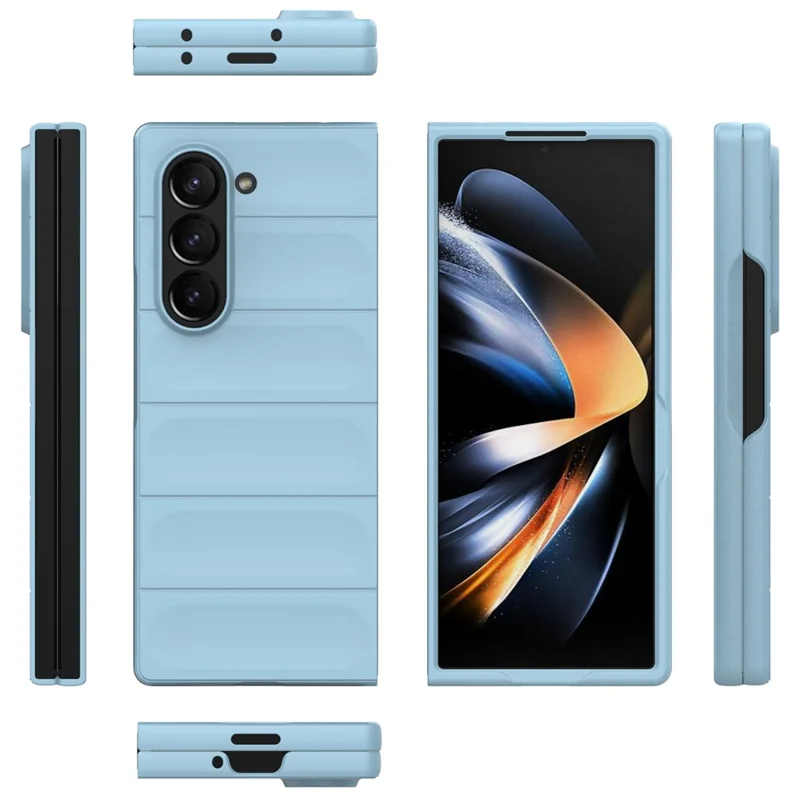 Til Samsung Galaxy Z Fold6 5G Tilkabinet med Robust Hårdt PC-foldedæksel - Babyblå