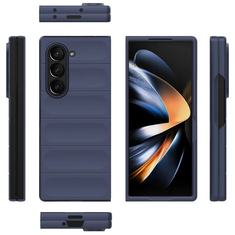 Funda para Samsung Galaxy Z Fold6 5G Caso Rugoso Duro PC Plegable Cubierta de Teléfono - Azul Oscuro