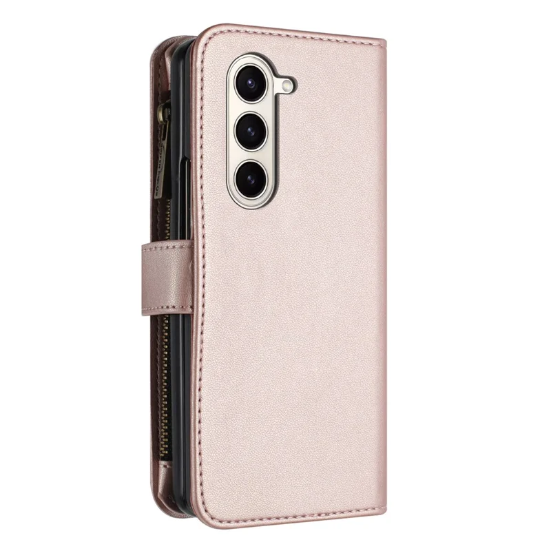 BINFEN COLOR для Samsung Galaxy Z Fold6 5G Чехол-книжка из искусственной кожи на молнии с отделением для денег - Золотой