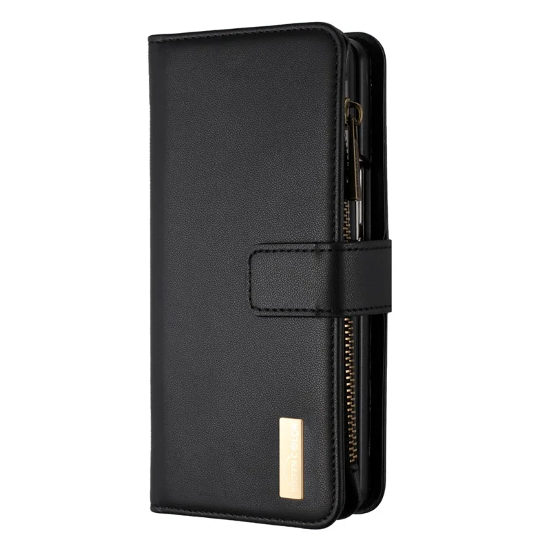 BINFEN COLOR For Samsung Galaxy Z Fold6 5G Case Zipper PU Leather Wallet Phone Cover - Black
