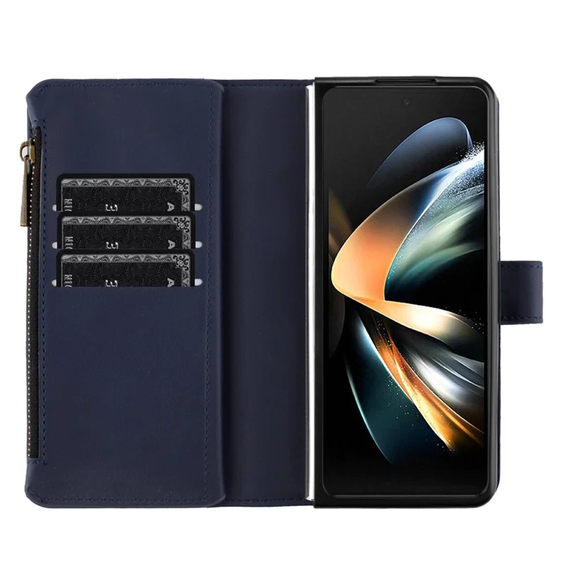 BINFEN COLOR для Samsung Galaxy Z Fold6 5G, чехол-кошелек из искусственной кожи на молнии - синий