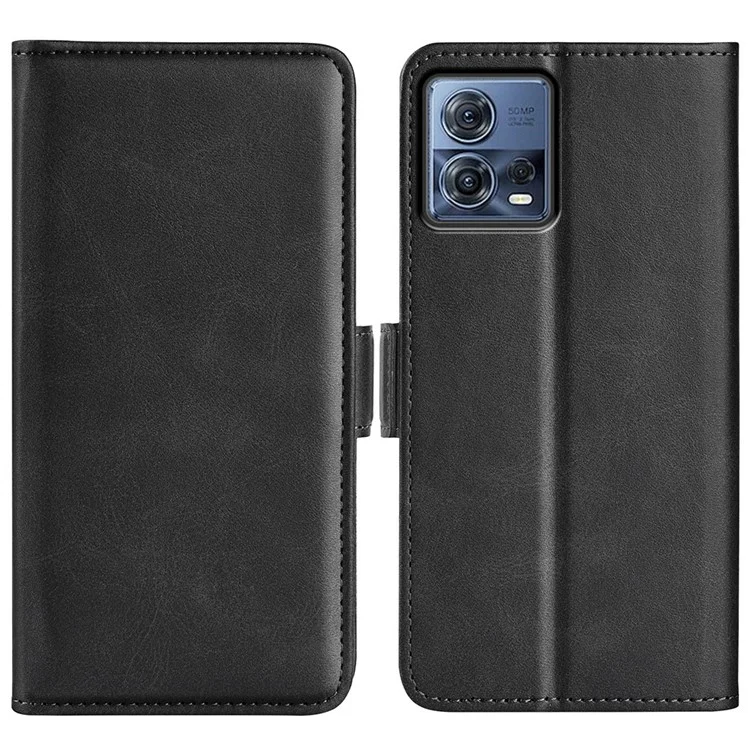 Para Motorola Moto S30 Pro 5G Caja de Teléfono de Protección Completa Texturado PU Cuero Dual Magnético Magnético Folio Flip Soport Cover Cover de Billetera - Negro