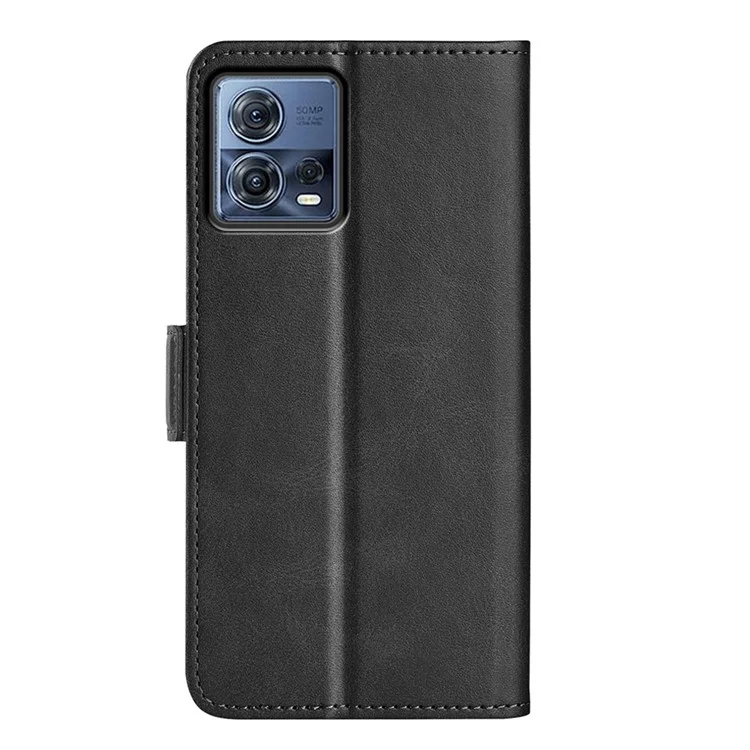 Para Motorola Moto S30 Pro 5G Caja de Teléfono de Protección Completa Texturado PU Cuero Dual Magnético Magnético Folio Flip Soport Cover Cover de Billetera - Negro