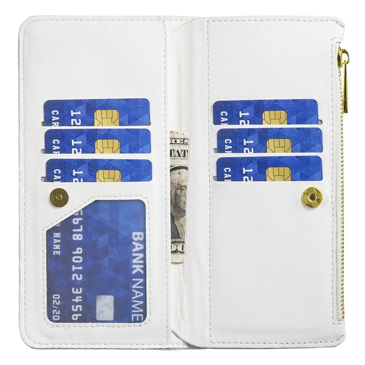 BINFEN COLOR Para Samsung Galaxy Z Fold6 5G Funda de Piel de PU con Bolsillo con Cremallera - Blanco
