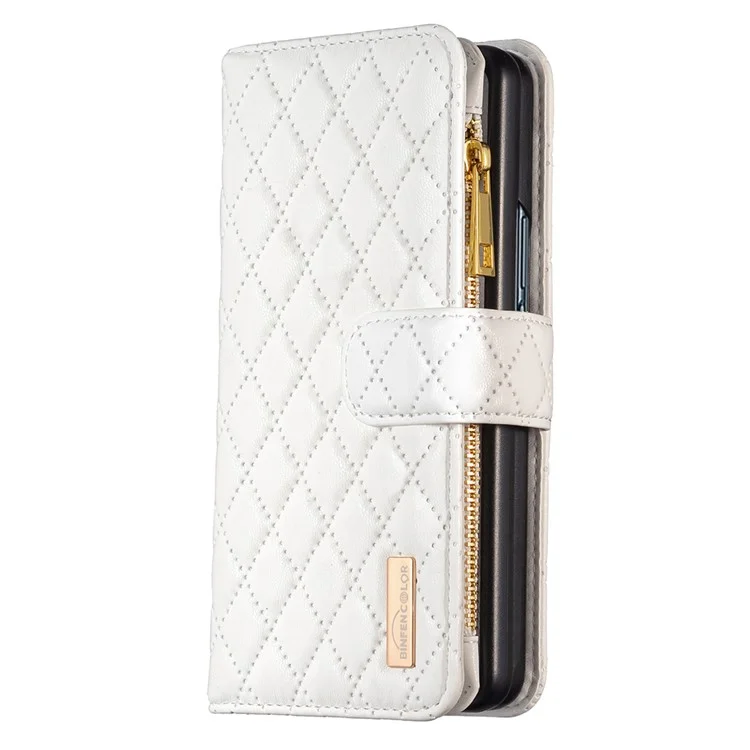 BINFEN COLOR Para Samsung Galaxy Z Fold6 5G Funda de Piel de PU con Bolsillo con Cremallera - Blanco