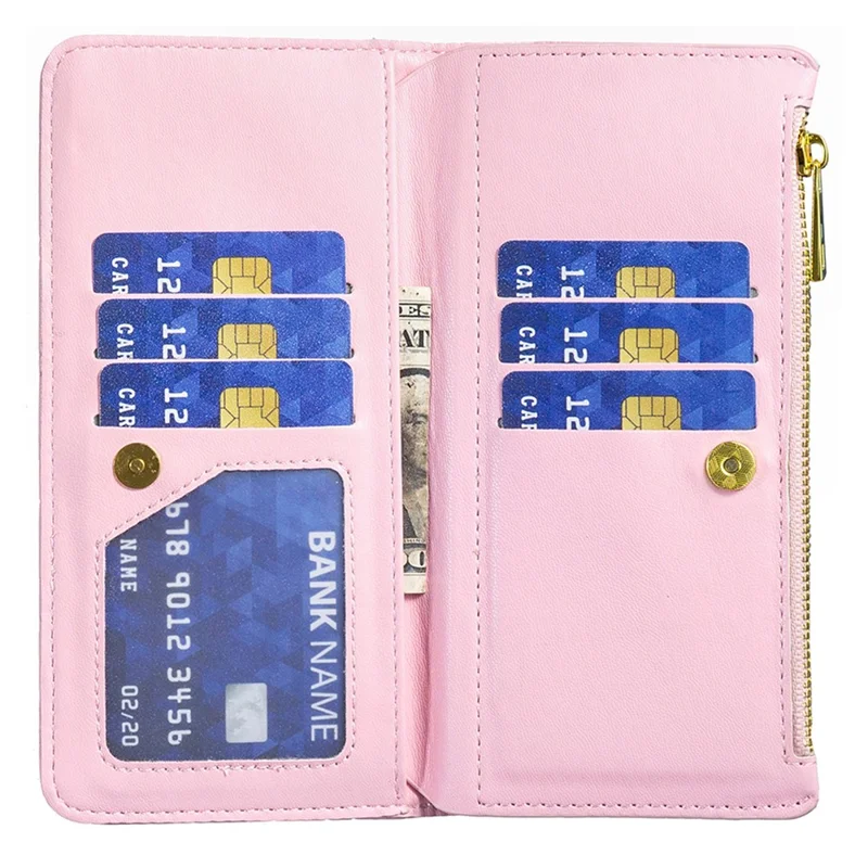 BINFEN COLOR For Samsung Galaxy Z Fold6 5G Case PU Leather Zipper Pocket Phone Cover - Pink