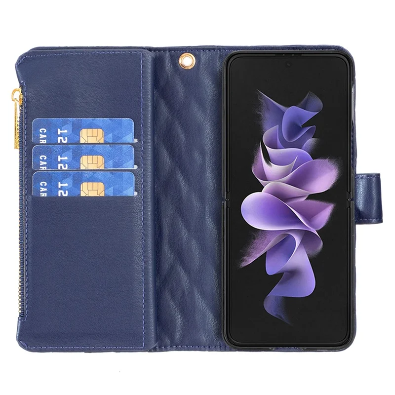 BINFEN COLOR для чехла Samsung Galaxy Z Fold6 5G, кожаный чехол из PU с застежкой-молнией, чехол для телефона - синий