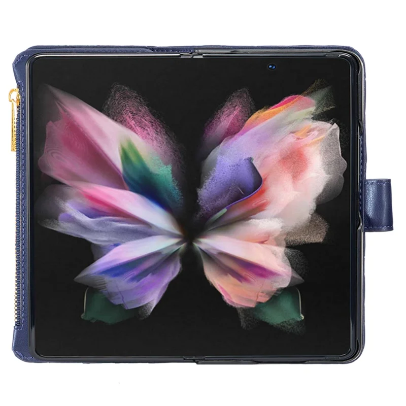 BINFEN COLOR для чехла Samsung Galaxy Z Fold6 5G, кожаный чехол из PU с застежкой-молнией, чехол для телефона - синий