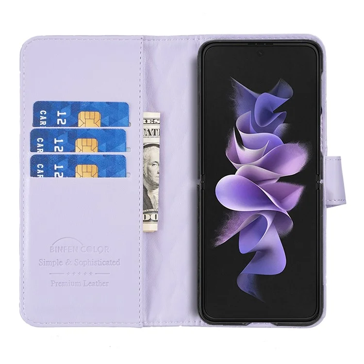 BINFEN COLOR для Samsung Galaxy Z Fold6 5G Чехол Ромбовидный кошелек из PU-кожи Чехол для телефона - фиолетовый