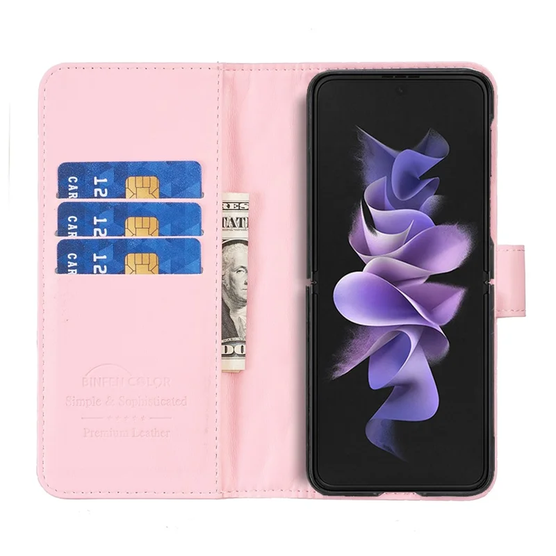 BINFEN COLOR Para Samsung Galaxy Z Fold6 5G Caso Carteira de Couro PU Rhombus - Rosa
