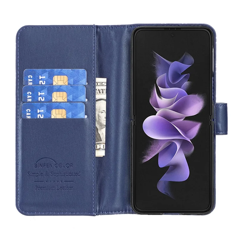 BINFEN COLOR For Samsung Galaxy Z Fold6 5G Case Rhombus Wallet PU Leather Phone Cover - Blue
