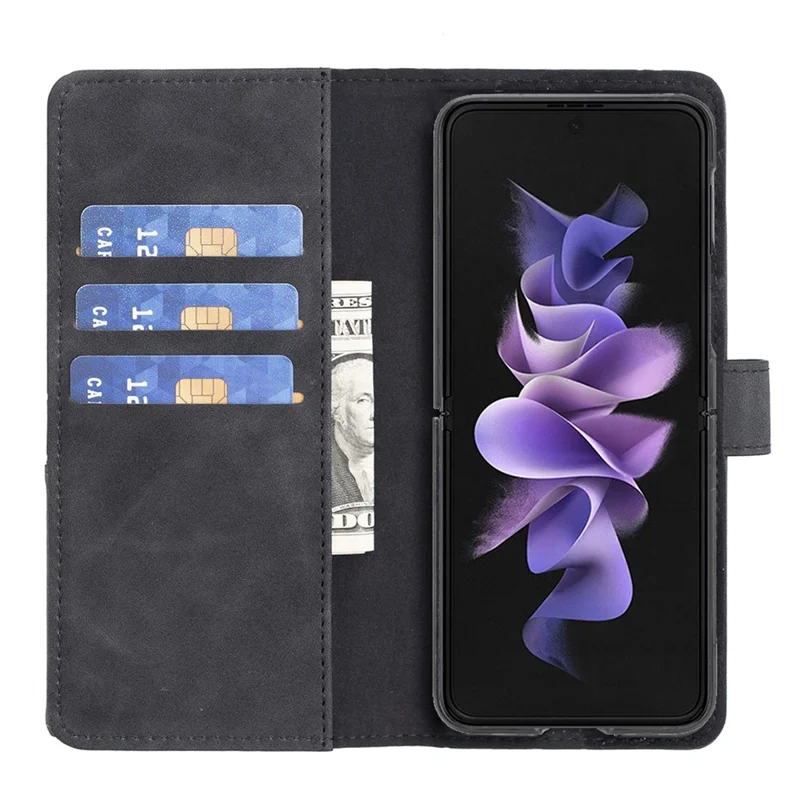 BINFEN COLOR BF05 For Samsung Galaxy Z Fold6 5G Case PU Leather Geometric Phone Cover - Black