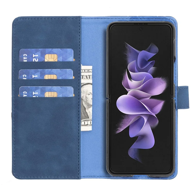 BINFEN COLOR BF05 For Samsung Galaxy Z Fold6 5G Case PU Leather Geometric Phone Cover - Blue