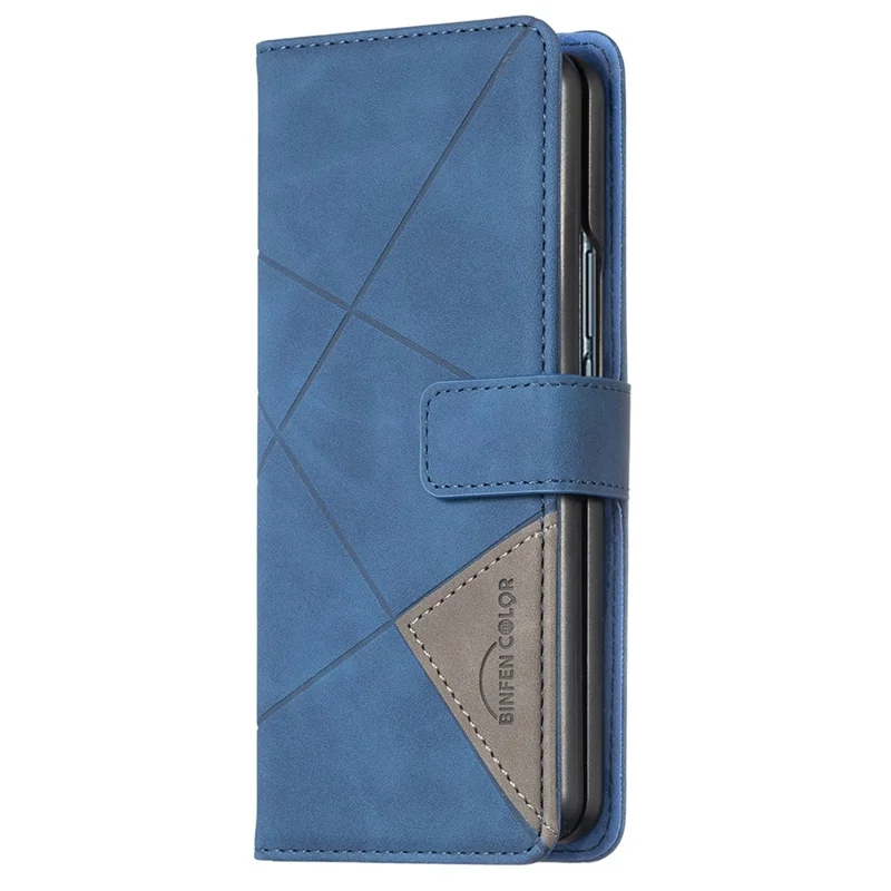 BINFEN COLOR BF05 For Samsung Galaxy Z Fold6 5G Case PU Leather Geometric Phone Cover - Blue