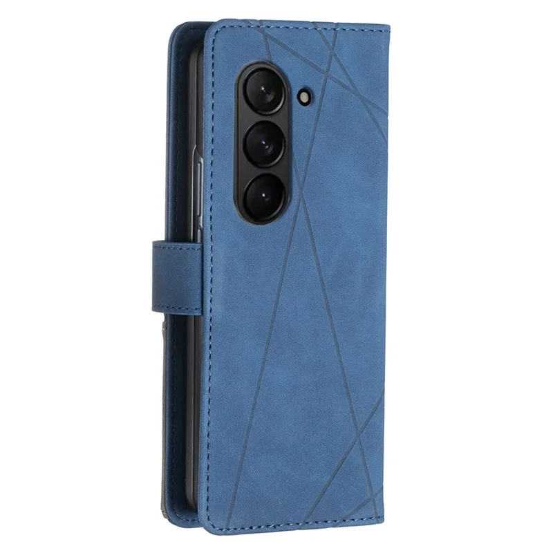 BINFEN COLOR BF05 For Samsung Galaxy Z Fold6 5G Case PU Leather Geometric Phone Cover - Blue