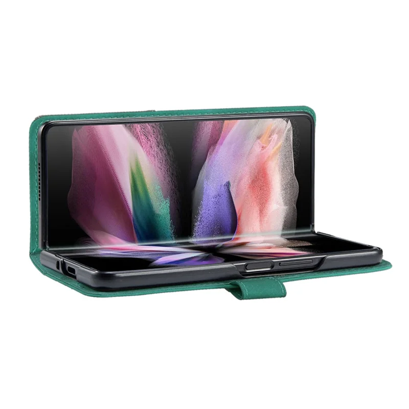 BINFEN COLOR BF05 For Samsung Galaxy Z Fold6 5G Case PU Leather Geometric Phone Cover - Green