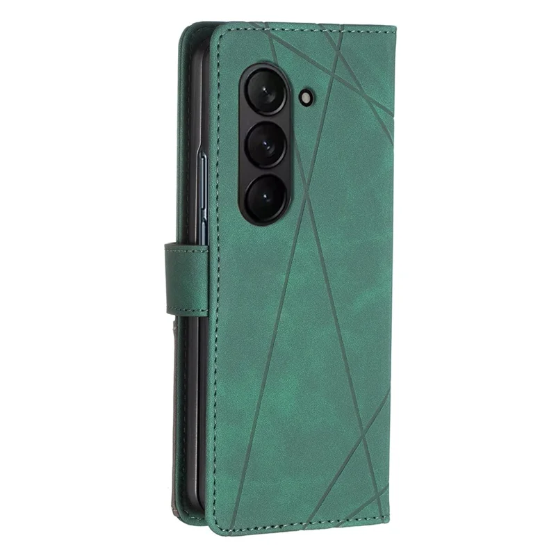 BINFEN COLOR BF05 For Samsung Galaxy Z Fold6 5G Case PU Leather Geometric Phone Cover - Green