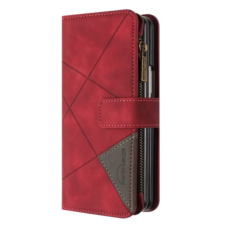 BINFEN COLOR для чехла Samsung Galaxy Z Fold6 5G Zipper Pocket Wallet Leather Phone Cover - Красный