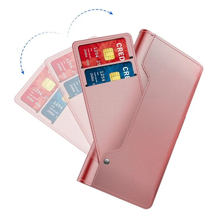 For Infinix Note 40 Pro+ Case PU Leather Stand Phone Cover with Mirror Function - Rose Gold