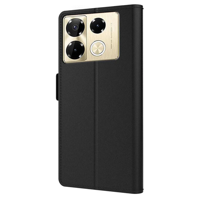 For Infinix Note 40 Pro+ Case PU Leather Stand Phone Cover with Mirror Function - Black