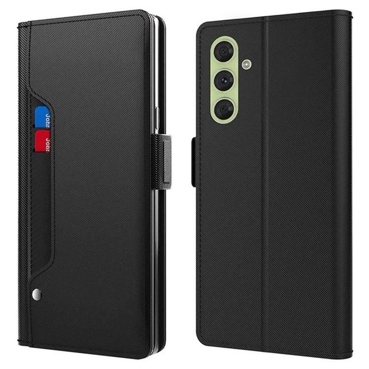 Para Samsung Galaxy M55 5G / C55 5G / F55 5G Capa de Telefone Anti-Queda em Couro PU com Suporte para Cartão - Preto