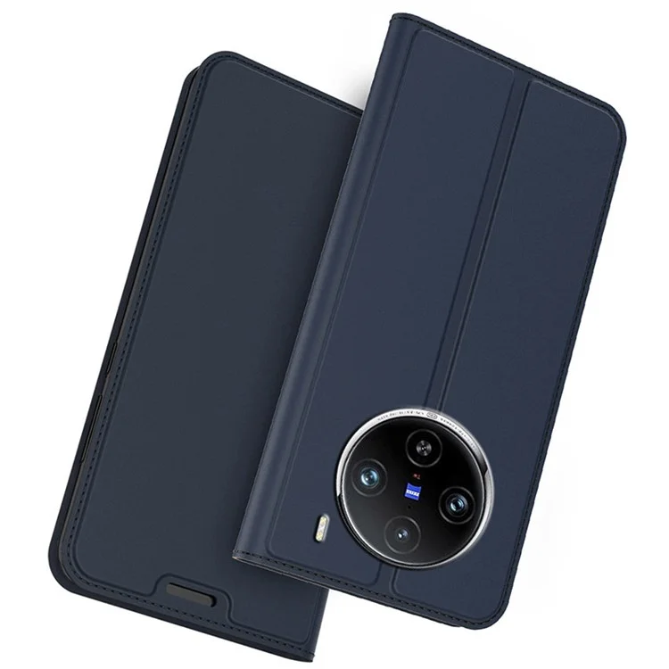 Para vivo X100s 5G Capa Protetora de Couro PU Flip Phone Cover com Slots para Cartões - Azul
