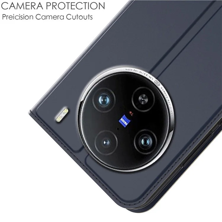 Para vivo X100s 5G Capa Protetora de Couro PU Flip Phone Cover com Slots para Cartões - Azul