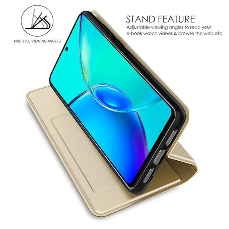 Para vivo X100s 5G Funda Protectora de Cuero de PU con Tarjeteros - Oro