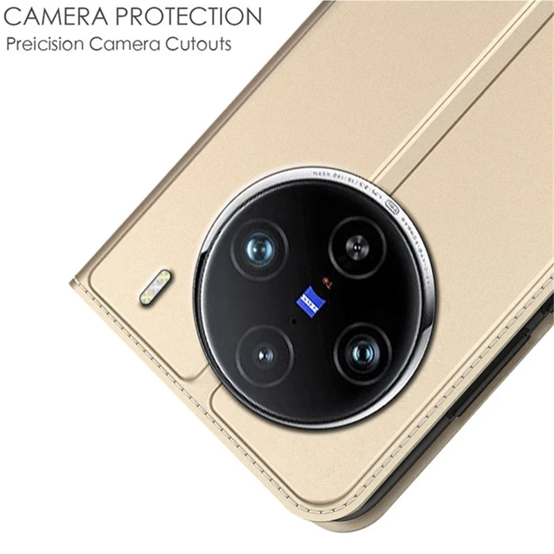 Para vivo X100s 5G Funda Protectora de Cuero de PU con Tarjeteros - Oro