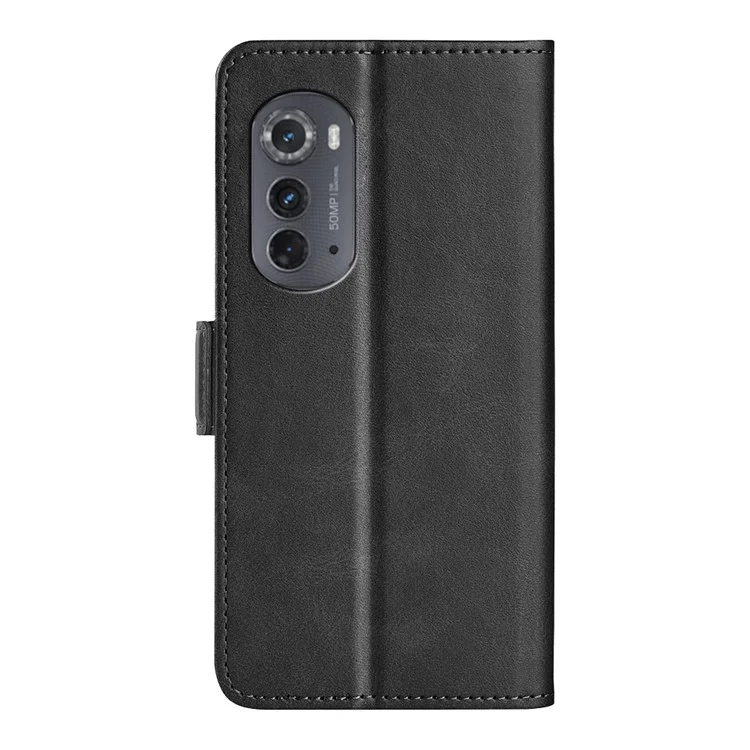 Pour Motorola Moto Edge 2022 Portefeuille du Support Téléphone Texturant PU Cuir Dual Dual Magnetic Folio Flio Flip Cover - le Noir