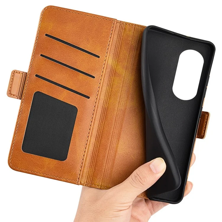 For Motorola Edge (2022) 5G Stand Wallet Phone Case Textured PU Leather Dual Magnetic Clasp Folio Flip Cover - Yellow