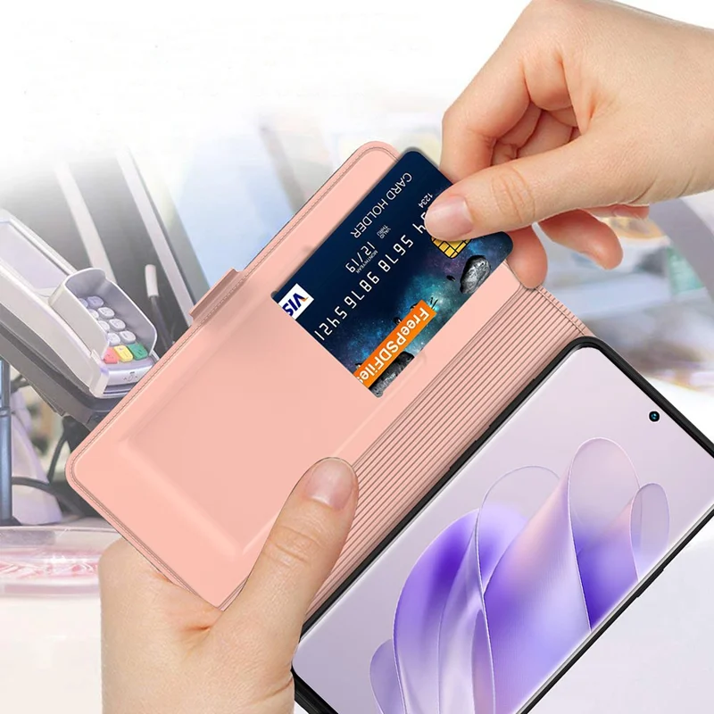 For Infinix Note 40 Phone Case Anti-Scratch PU Leather Flip Cover with Card Slots - Rose Gold
