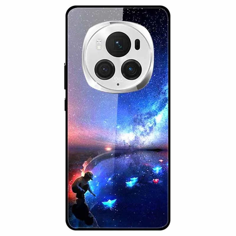 For Honor Magic6 Pro 5G Slim Case Pattern Printing PC+Tempered Glass+TPU Phone Shell - Star Talk Wish