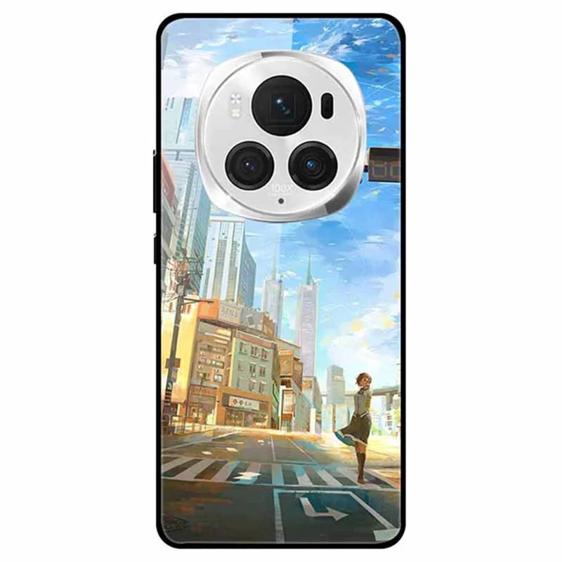 For Honor Magic6 Pro 5G Schlank Hülle Muster Drucken PC+Gehärtetes Glas+TPU Handyhülle - Dream Tokyo
