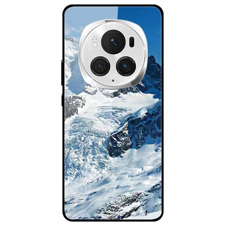 For Honor Magic6 Pro 5G Case Pattern Print PC+Tempered Glass+TPU Slim Phone Cover - Snow Mountain