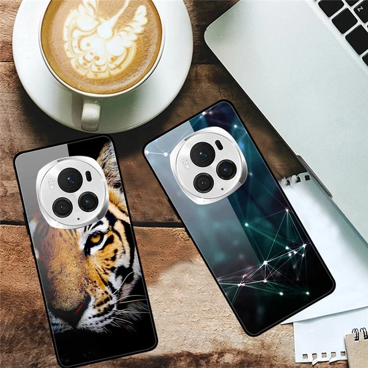 For Honor Magic6 Pro 5G Case Pattern Print PC+Tempered Glass+TPU Slim Phone Cover - Snow Mountain