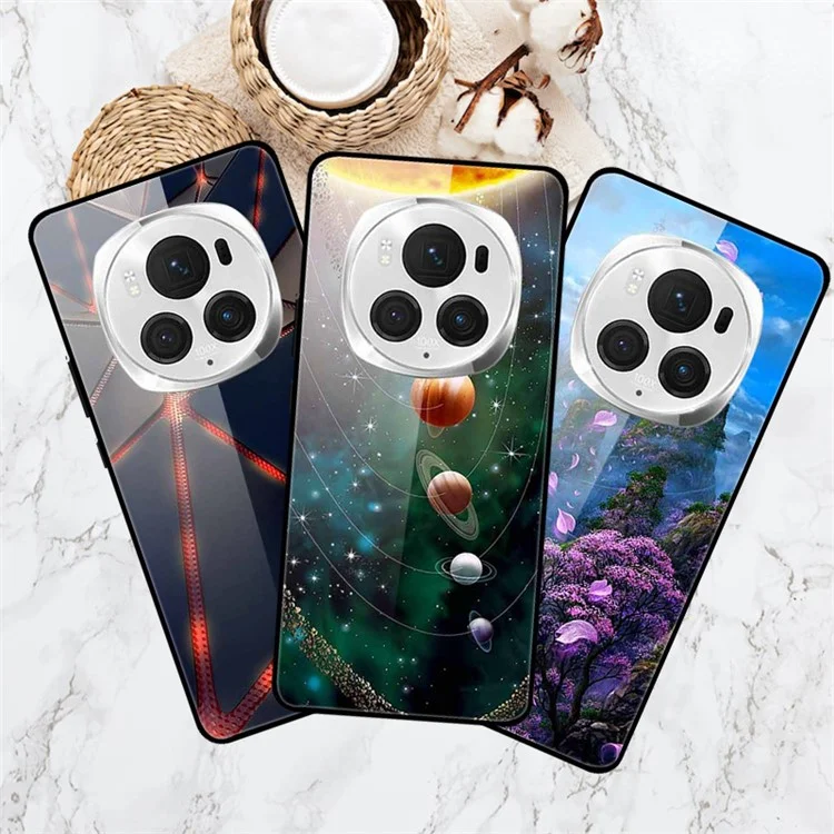 For Honor Magic6 Pro 5G Case Pattern Print PC+Tempered Glass+TPU Slim Phone Cover - Snow Mountain