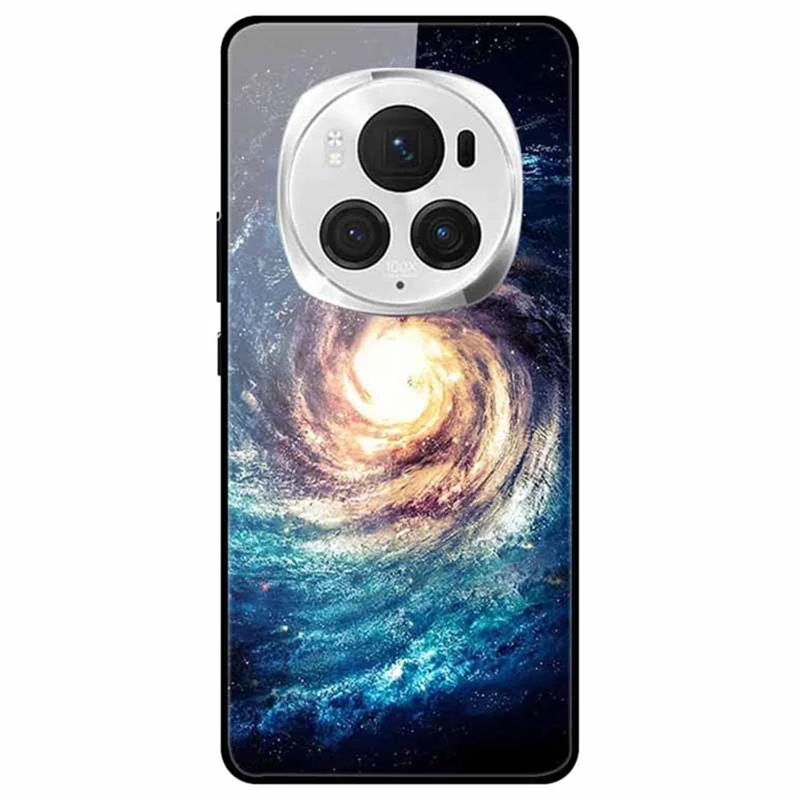 For Honor Magic6 Pro 5G Case Pattern Print PC+Tempered Glass+TPU Slim Phone Cover - Nebula