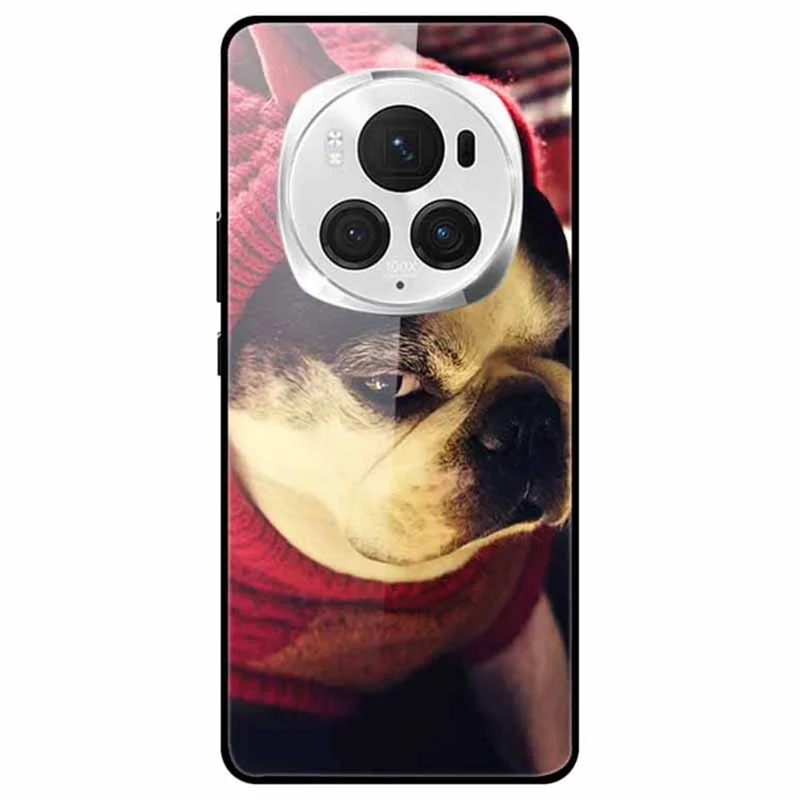 Per il caso Honor Magic6 Pro 5G Pattern Print PC+Vetro Temperato+TPU Slim Phone Cover - Cucciolo Carino
