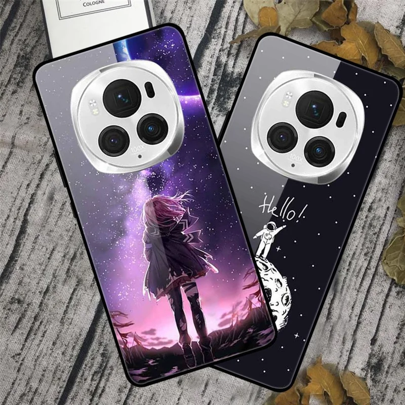 For Honor Magic6 Pro 5G Case Pattern Print PC+Tempered Glass+TPU Slim Phone Cover - Science Fiction