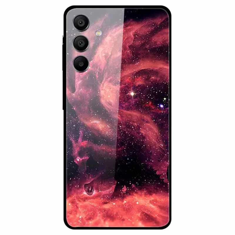 For Samsung Galaxy A15 4G / 5G Case Anti-Drop Pattern Tempered Glass Phone Cover - Cloud Bird