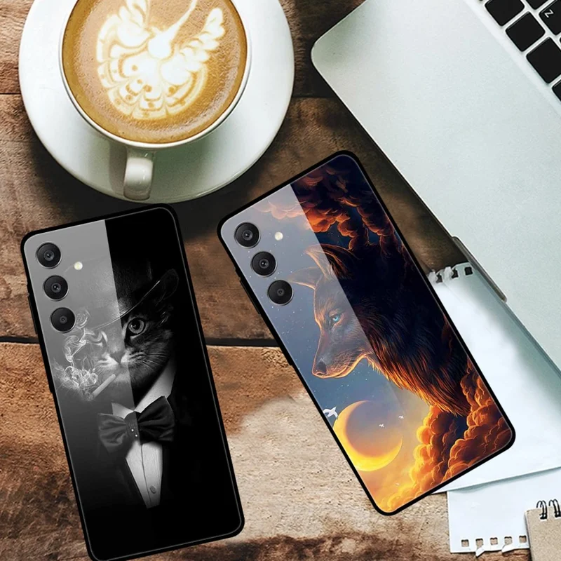 Til Samsung Galaxy A25 5G (Global) (161,0 X 76,5 X 8,3 mm) Hærdet Glas Case med Mønstertryk Telefonbeskyttelse - Kramme