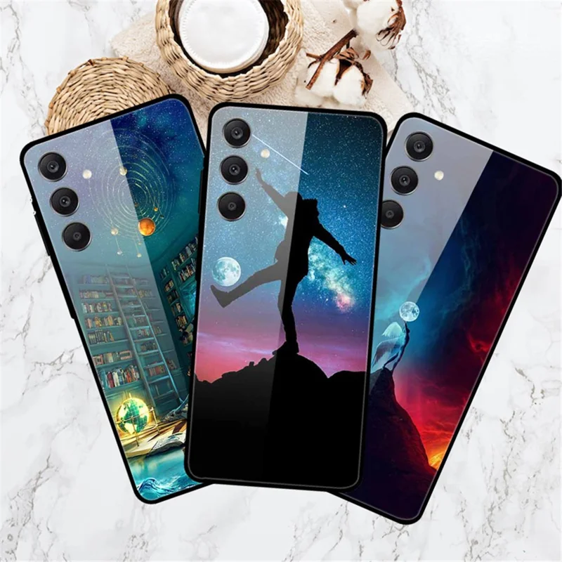 Til Samsung Galaxy A25 5G (Global) (161,0 X 76,5 X 8,3 mm) Hærdet Glas Case med Mønstertryk Telefonbeskyttelse - Kramme