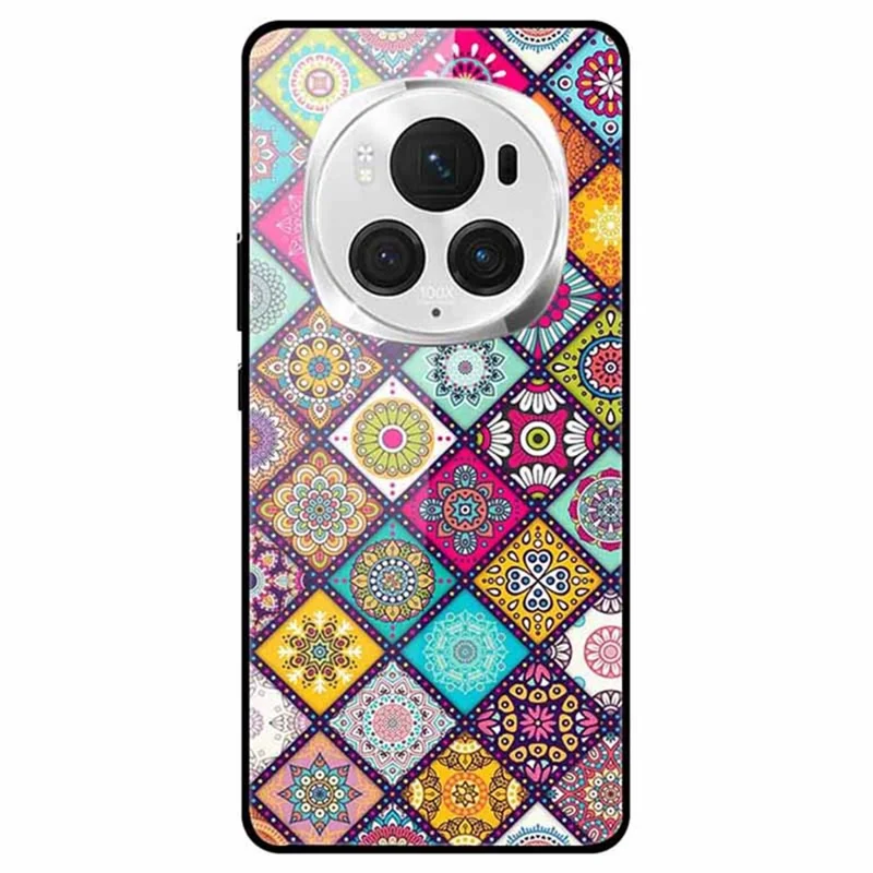 For Honor Magic6 Pro 5G Case Pattern Printing Tempered Glass Phone Cover - Colorful Flower Patterns