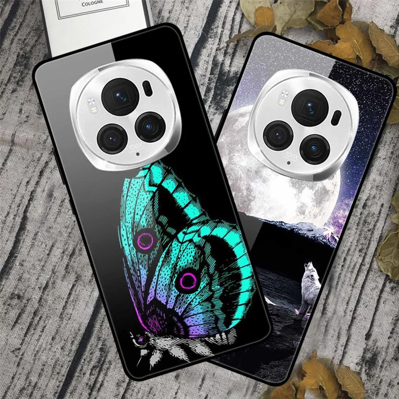 For Honor Magic6 Pro 5G Case Pattern Printing Tempered Glass Phone Cover - Colorful Flower Patterns