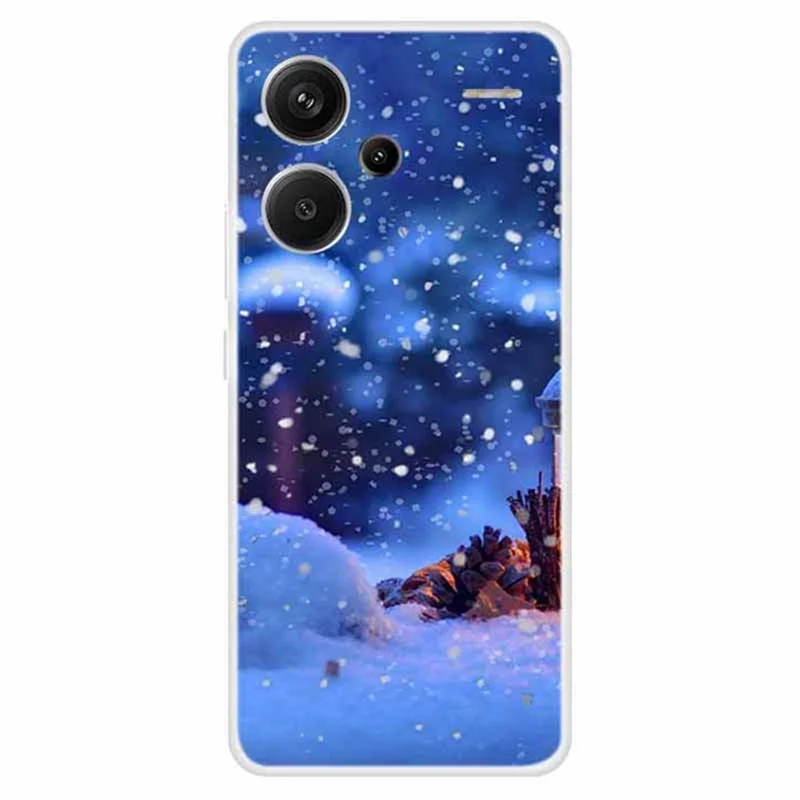 For Xiaomi Redmi Note 13 Pro+ 5G Case Soft TPU Phone Cover Merry Christmas - Snowflake
