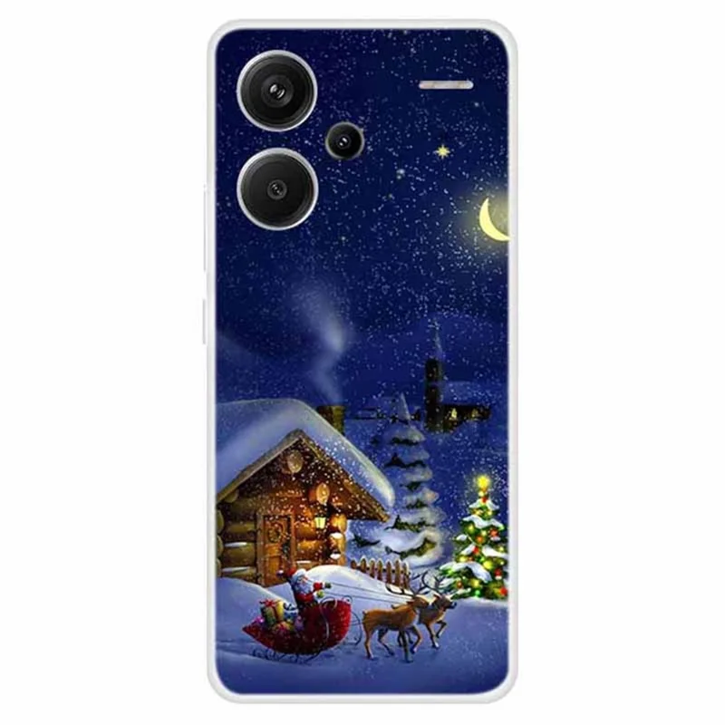 For Xiaomi Redmi Note 13 Pro+ 5G Case Soft TPU Phone Cover Merry Christmas - Moonlit Night