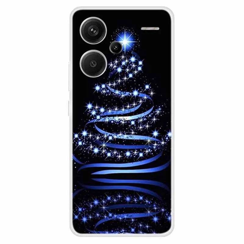 For Xiaomi Redmi Note 13 Pro+ 5G Case Soft TPU Phone Cover Merry Christmas - Blue LED Strip